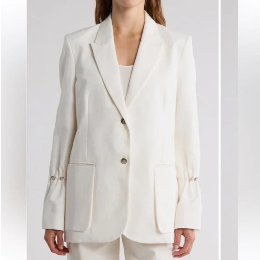 TWP Mo Stretch Cotton Blazer
Women’s Cream Tailored Blazer Jacket size L oversz